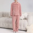 thumbnail image 2 of SWSMCLT Women's 2 Piece Pajama Set Cute Pjs Long Sleeve Loose Lounge Lounge Set Thick Fuzzy Fleece Trendy Spring Pink Small, 2 of 5