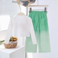 thumbnail image 4 of NOLDARES Infant Kid Girl Cute Fall Clothes Set2pcs Long Sleeve Crewneck Sweatshirt and Pants Print Outfits Clothing(Green,4-5 Y), 4 of 4