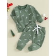 thumbnail image 3 of Michellecmm Baby Girl Boy Christmas Holiday Party Outfits Clothes Toddler Long Sleeve Candy Print Sweatshirt+Elastic Waistband Pants 2Pcs Clothes for Newborn, 3 of 9