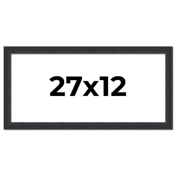 27x12 Frame Black Real Wood Picture Frame Width 1.25 Inches | Interior Frame Depth 0.5 Inches |