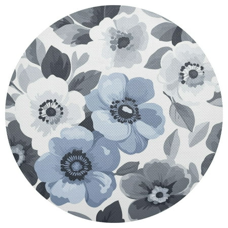 

Elegant Monochromatic Florals 4-Piece 15.4in Heat-Proof PVC Plate Mats Easy Cut and Clean for Family Use