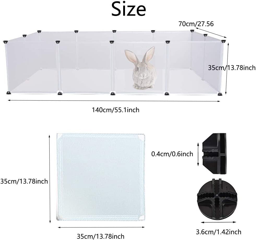 GoXteam Pet Playpen, Portable Large Plastic Yard Fence Small Animals, Puppy Kennel Crate Fence Tent, 14 X 14 Inch, White, 12 Panels