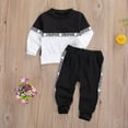 thumbnail image 3 of Bagilaanoe 2Pcs Toddler Baby Girl Boy Long Pants Set Letter Print Long Sleeve Sweatshirt Pullover Tops + Sweatpants 6M 12M 18M 24M 3T 4T Kids Casual Sweatsuits, 3 of 7