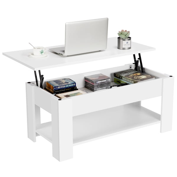 Smilemart Modern Lift Top Coffee Table With Compartment Storage For Living Room Reception White Com - Pop Up Coffee Table Mechanism Smilemart Modern Lift Top Coffee Table With Compartment Storage For Living Room Reception White Com - Pop Up Coffee Table Mechanism