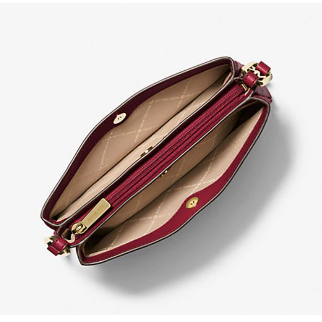 Michael Kors Women's Outlet Trisha Medium Pebbled Leather Crossbody Bag (Cherry) 35H1G9TC8L-Cherr