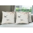 thumbnail image 6 of Ambesonne Japanese Throw Pillow Cover 4 Pack, Cherry Trees in Spring, 24", Red Grey Ecru, 6 of 7