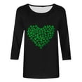 thumbnail image 4 of GaThRRgYP Womens Tops Trendy,Women's St. Patrick's Day Printed Crew Neck 3/4 Sleeve T-Shirt Loose Tops Black S, 4 of 4
