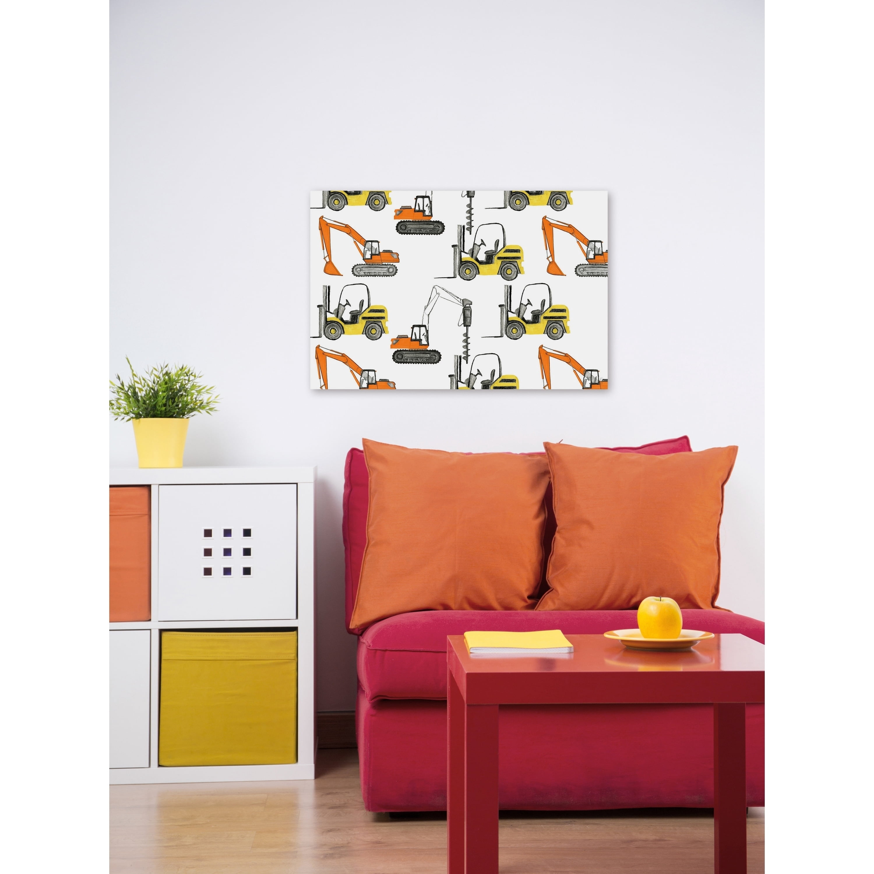 Marmont Hill Yellow and Orange Trucks Canvas Wall Art