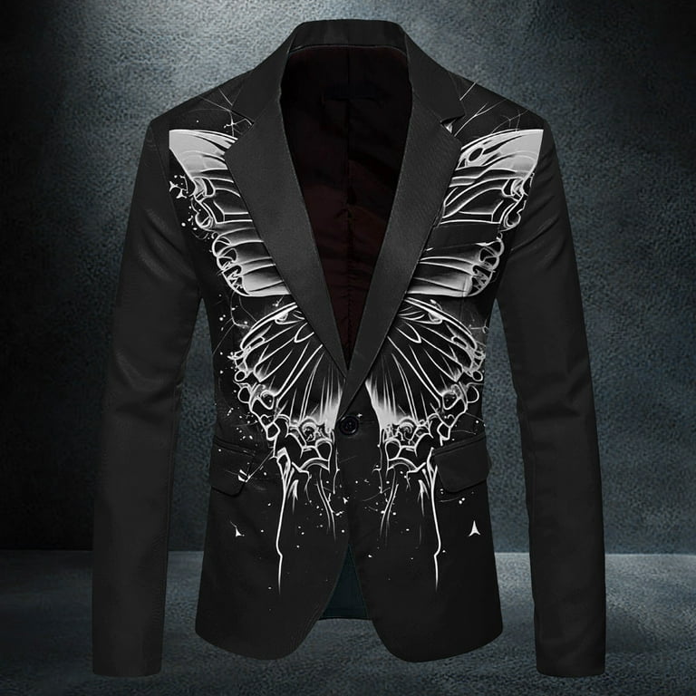 Men s Dress Floral Suit Notched Lapel Slim Fit Stylish Blazer Dress Suit