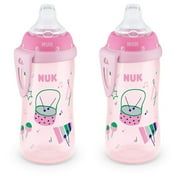 NUK Soft Spout Active Sippy Cup, 10 Ounce, 2 Pack, Pink Music