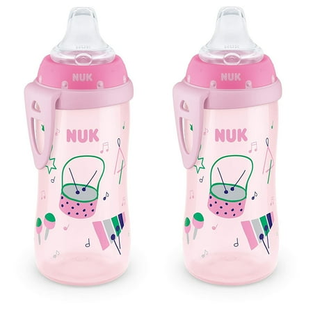NUK Soft Spout Active Sippy Cup, 10 Ounce, 2 Pack, Pink Music