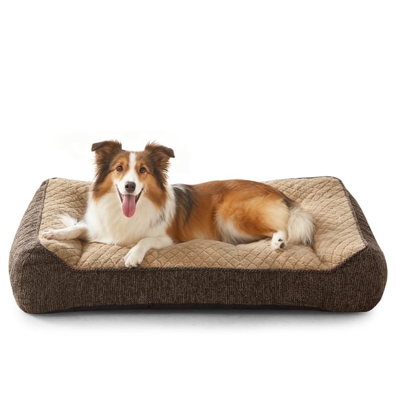 Dog Couch for Medium Large Dogs, Fluffy Pet Sofa Bed with Premium Soft Corduroy Fleece, Washable Cover, Supportive Cushion, Gray Pet Furniture, Brown, 38in