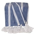 thumbnail image 2 of 50" X 60" Blue and White Woven Cotton Striped Throw Blanket with Tassels, 2 of 7