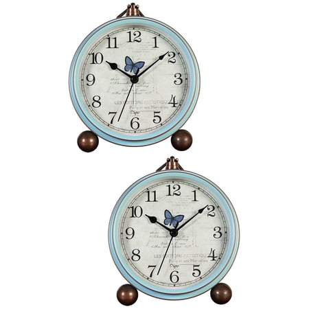 Set of 2 Mediterranean Alarm Clock Decor Travel Sky-blue