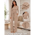 thumbnail image 3 of OHHSHEEN 2 piece womens lounge set, long sleeve pajama set for women, Soft Pjs Loungewear with Pockets, 3 of 6