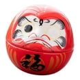 thumbnail image 4 of Pequeña muñeca Daruma de cerámica, figura japonesa en miniatura, escultura artística creativa para Rojo, 4 of 7