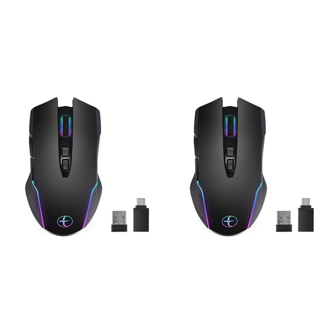 2X Wireless Mouse Mouse Jiggler Mouse Mover LED Rechargeable 2.4G Mause Ergonomic Mini Mouse USB Optical Mice 1600 DPI
