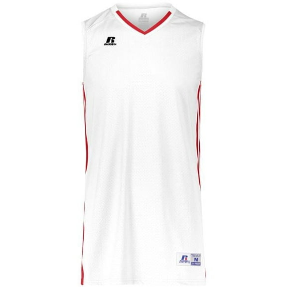 Russell  Adult Legacy Basketball Jersey, White & True Red - Medium