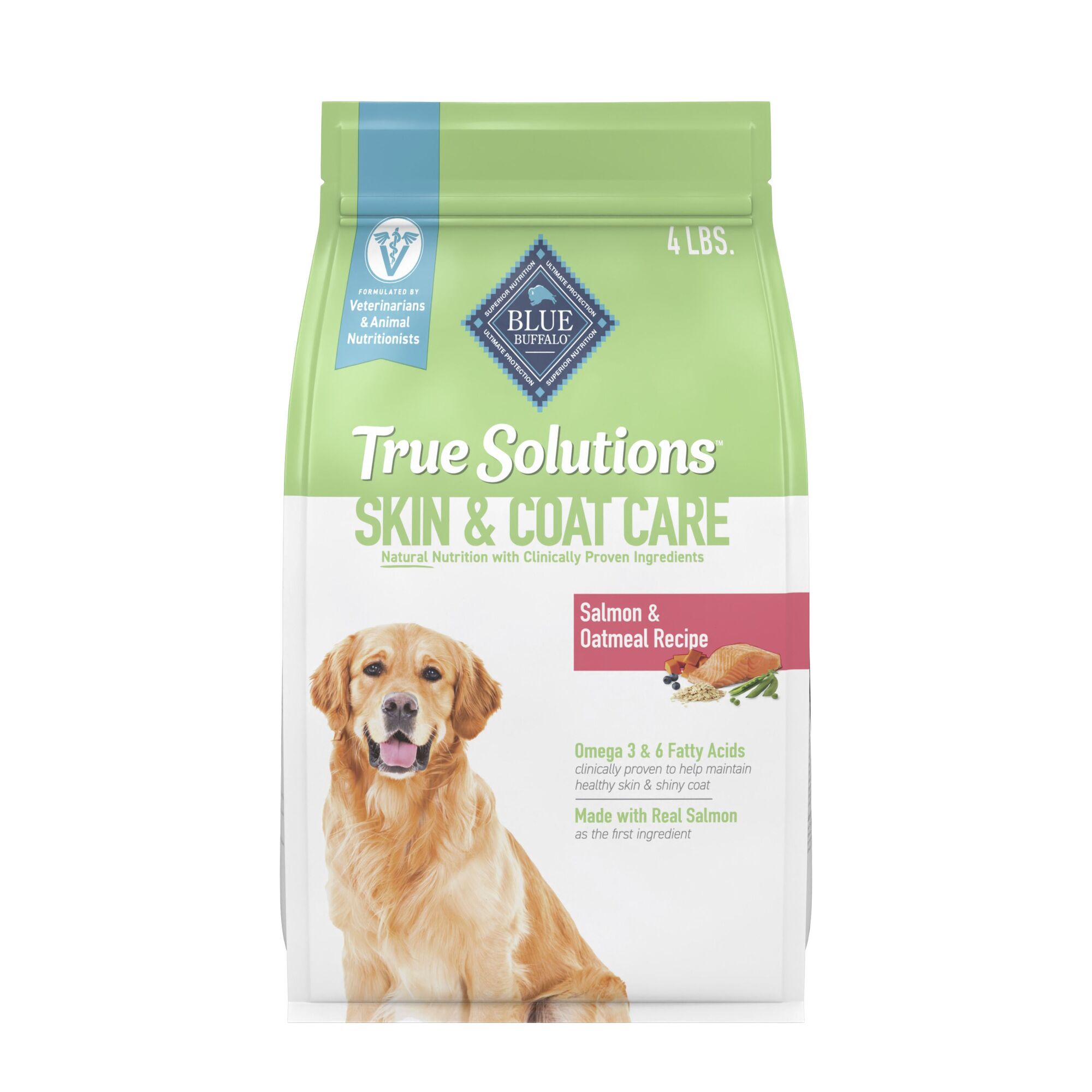 BLUE True Solutions Perfect Skin & Coat Adult Dog Dry Food, Salmon, 4-lb.