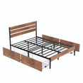 thumbnail image 7 of VECELO Queen Bed Frame with 4 Storage Drawers, Industrial Platform Bed with Wooden Headboard, No Box Spring Needed, Easy Assembly, Brown, 7 of 7
