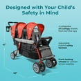thumbnail image 2 of Foundations Compass Trio Triple Stroller, 3-Seat Tandem with UV Canopies and Reclining Seats, Red, 2 of 7
