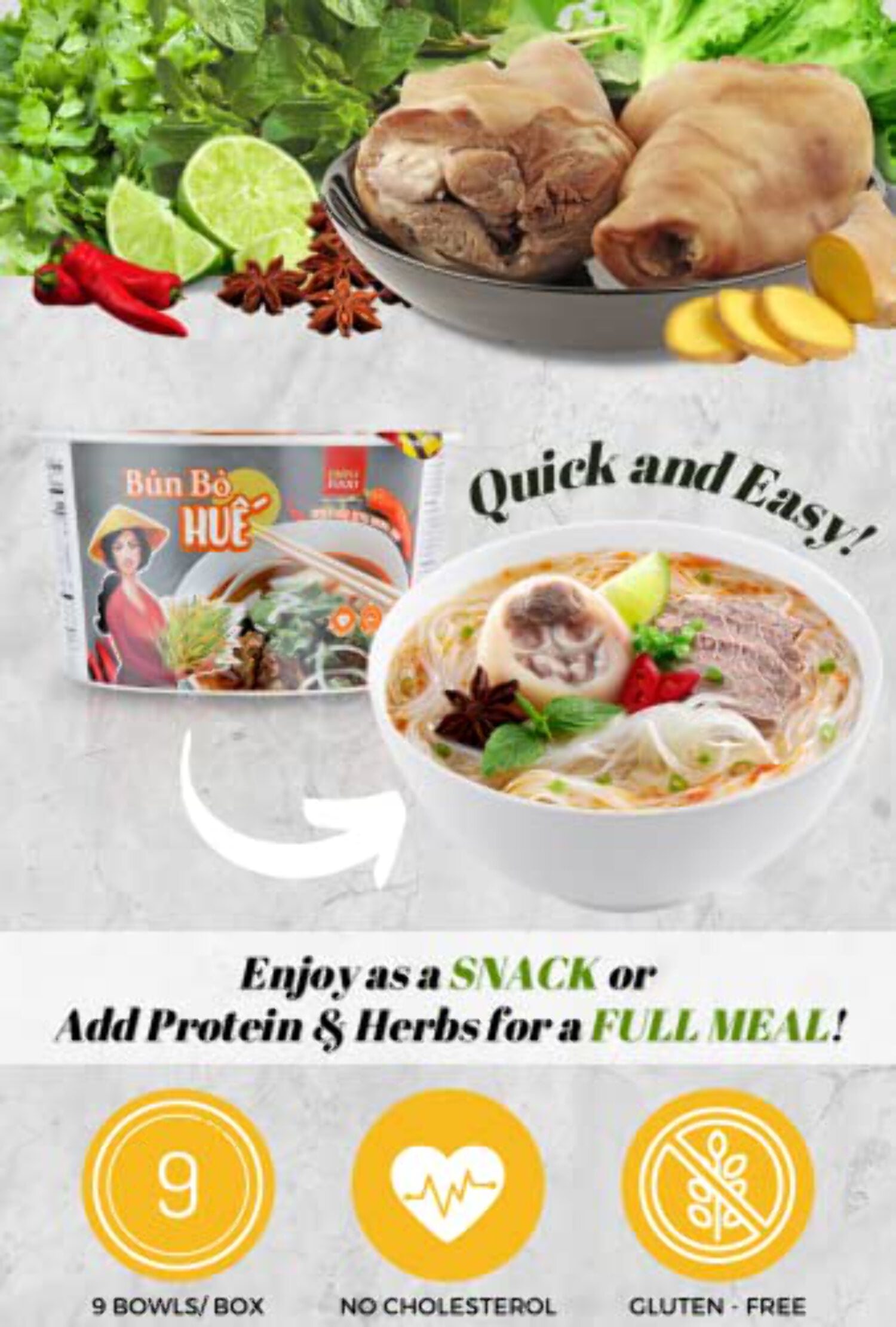 Hue Style Instant Rice Noodle Soup - (Pack of 9)