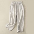 thumbnail image 3 of Aofany Womens Elastic Waisted Trousers Casual Baggy Straight Cotton Linen Pant Summer Versatile Pants, 3 of 5
