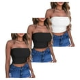 thumbnail image 2 of Besolor 3PC Women's Crop Top Sleeveless Stretchy Solid Color Going out Strapless Tube Top Basic Bandeau for Summer, 2 of 5