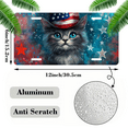 thumbnail image 2 of 1 Pcs 2D Flat License Plate Covers & Frames, American Flag Hat Wearing Cat For Decorative Front, Waterproof For Decoration Aluminum License Plate Covers & Frames Cover For Men Women, 12" X 6", 2 of 7