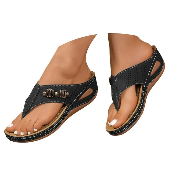 Mepaouo Orthopedic Wedge Sandals for Women Summer Dressy 2025 Walking Platform Flat Flip Flop Shoes