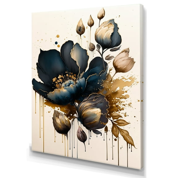 Designart Blue And Gold Crocus Bunch IV Canvas Wall Art