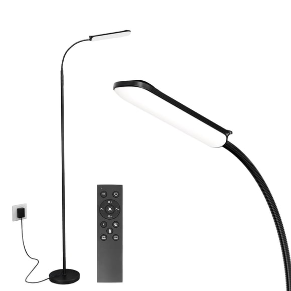 FRIDEKO HOME Lampe sur Pied à DEL avec Télécommande, Lampe de Lecture Lumineuse à Intensité Réglable pour Bricolage, Peinture, Bureau et Chambre, Col de Cygne Ajustable, 4