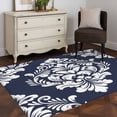 thumbnail image 3 of Navy Blue Boho Area Rugs 2.7'x5', Washable Small Throw Rugs for Kitchen Bedroom, Vintage Classic Bohemia Flower Textured Indoor Outdoor Rug Non-Slip Low Pile Carpet Runner Reversible Floor Mats, 3 of 8