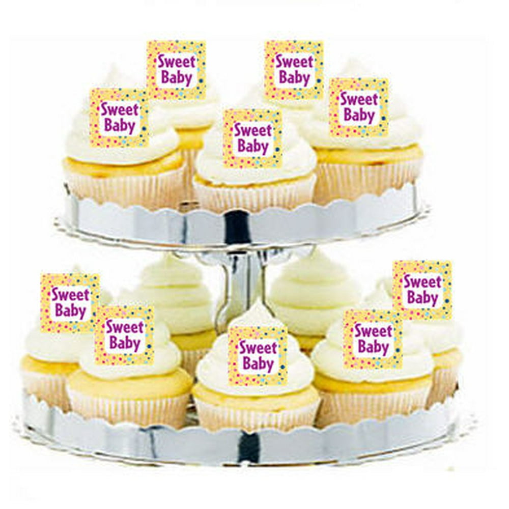 24pk Sweet Baby Baby Shower Edible Cupcake Decoration Toppers / Picks
