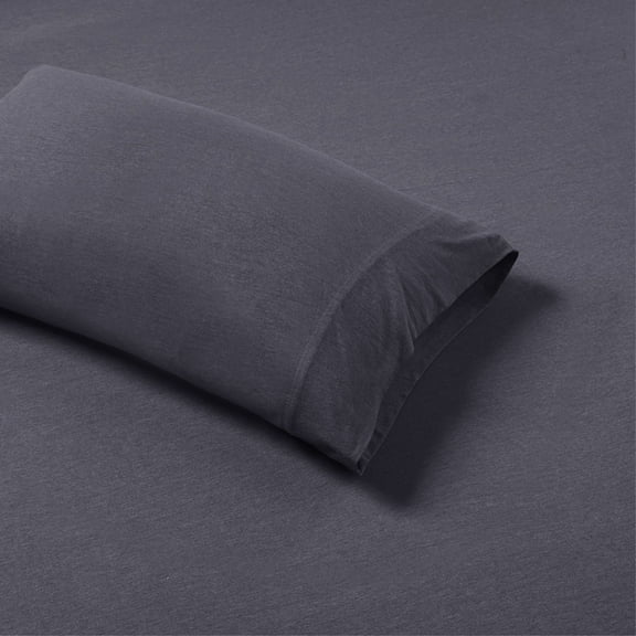 All Season Dark Grey Cotton Blend Jersey Knit Sheet Set - 50% Cotton 50% Polyester Soft & Breathable Bedding - Perfect for Year-Round Comfort & Style