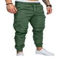 thumbnail image 1 of OUSITAID Men‘s Cargo Pants Slim Fit Sweatpants Jogger Drawstring Elastic Outdoor Trousers with Pockets Navy blue XL, 1 of 2