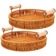 thumbnail image 5 of CIMAXIC Japanese Aesthetic Handwoven Rattan Fruit Basket Brown 2Pcs, 5 of 8