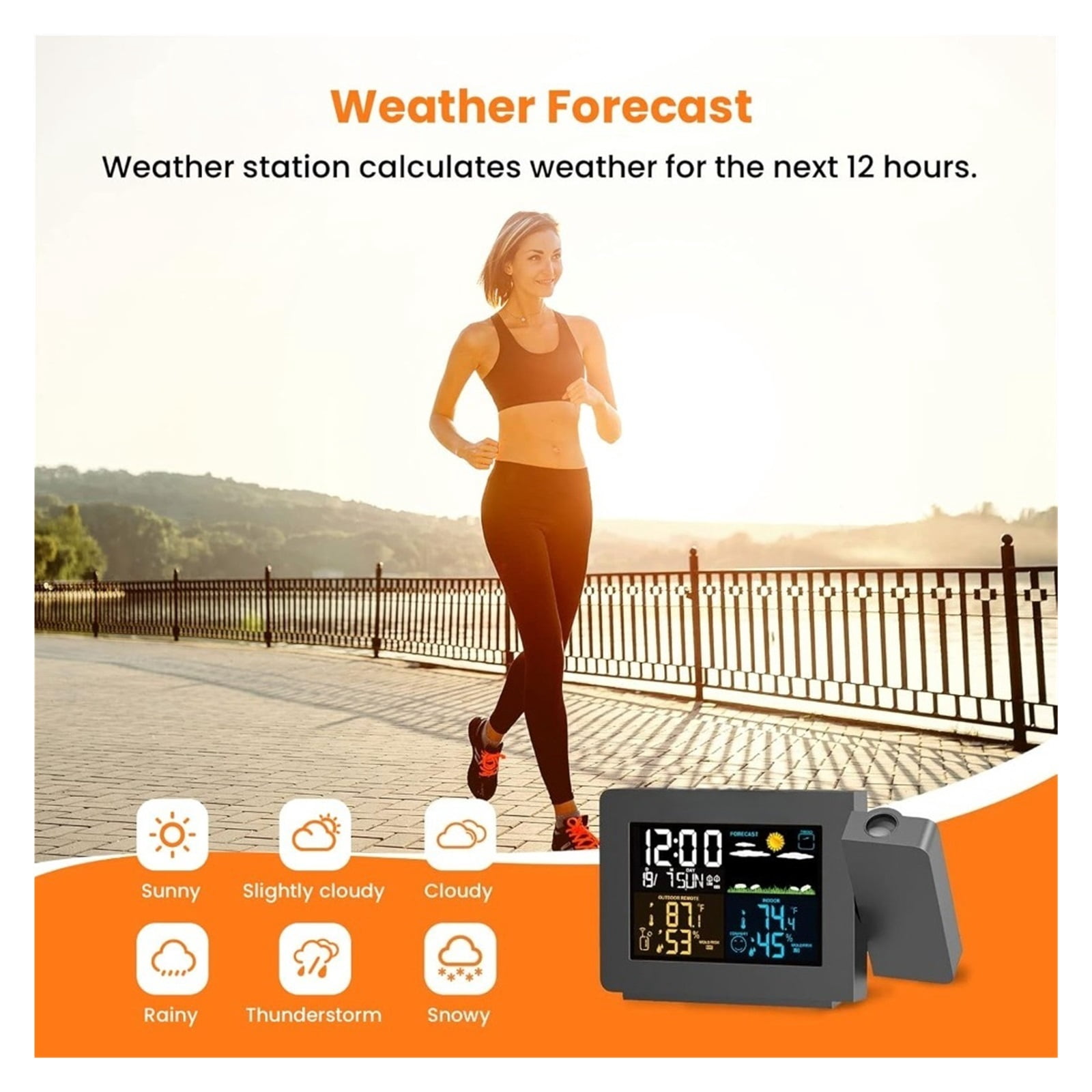 Wireless Projection Alarm Clock, Weather Station with Indoor Outdoor Sensor