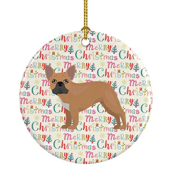 French Bulldog #2 Merry Christmas Ceramic Ornament 2.8 in x 2.8 in
