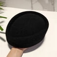 thumbnail image 4 of Hsqqdc Wool Blend Polyester Black Vintage Stewardess Beret Hat 22-22.8 Inch Pillbox Headwear 1-Piece, 4 of 7