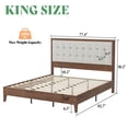 thumbnail image 3 of Merluxy King Bed Frame, Wood Platform Bed with Upholstered Headboard, Walnut, 3 of 9