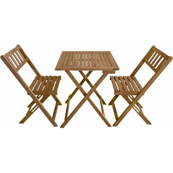 HYJY Outdoor Patio Furniture Set Bistro Table and Chairs Set of 2 Acacia Wood Bistro Set for Pool Beach Backyard Balcony Porch Wooden Furniture, Natural Oiled Outdoor Furnitures