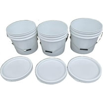 Bucket 4 Gallon White Plastic Bucket with Handle and Lid, 3 Pack Pail for All Purpose, The Best at Market