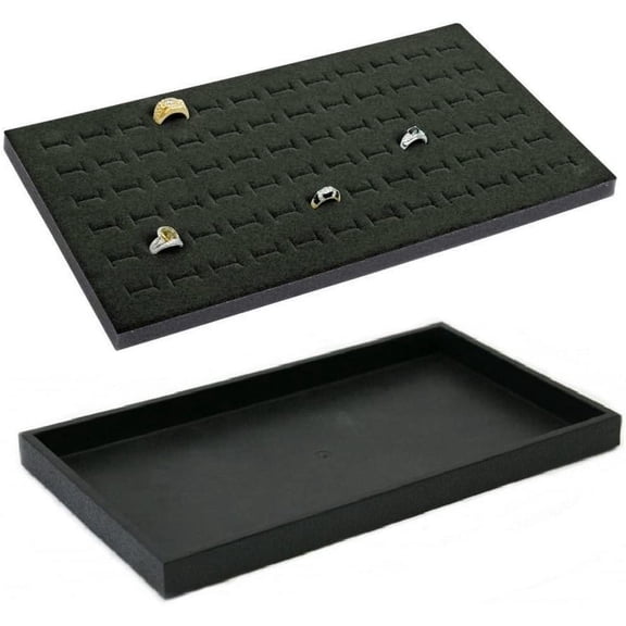 72 Slot Black Jewelry Travel Ring Insert & Stackable Tray Black Foam Black Ring Foam w/Tray