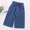 thumbnail image 2 of Bigetiay Girls Denim Wide Leg Pants Summer Thin Knot Casual Loose Trousers Toddler, Size 5-6 Years, 2 of 6