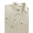 thumbnail image 4 of Mens Linen Shirt Casual Short Sleeve Button Down Shirts Summer Beach Vacation Tops Khaki L, 4 of 6