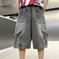 thumbnail image 6 of UACY Boys Jorts Y2k Baggy Vintage Grunge Jean Shorts Hip Hop Streetwear Denim Shorts Summer Casual Skater Jorts ﻿ (Grey, 15-16 Years), 6 of 9