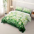 thumbnail image 3 of Erosebridal Green Square Twin Quilt Set for Boys, Pixelate Miner Twin Coverlet Set, 2-Piece, 3 of 7
