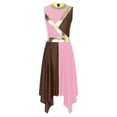 thumbnail image 3 of zdhoor Liturgical Praise Dance Dress For Women Sleeveless Worship Dance Dress Asymmetrical Lyrical Pink&Brown M, 3 of 5