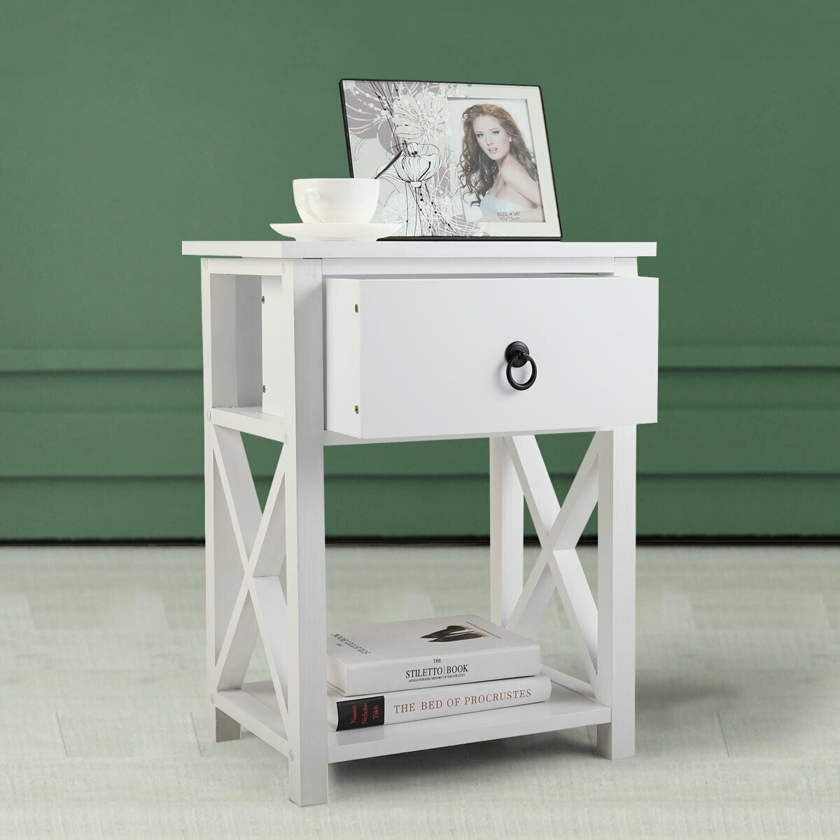 Kepooman Wooden Night Stand Set of 2, Side End Table Storage Cabinet for Bedroom Living Room - White Kepooman Wooden Night Stand Set of 2, Side End Table Storage Cabinet for Bedroom Living Room - White